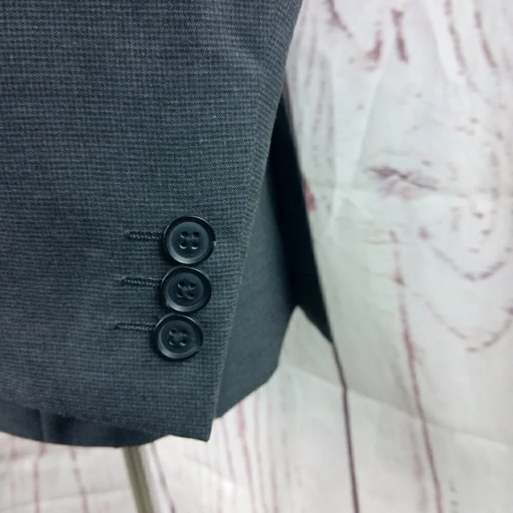 Haggar Originals 1926 40R 2 Button Gray Birdseye Suit Blazer Jacket